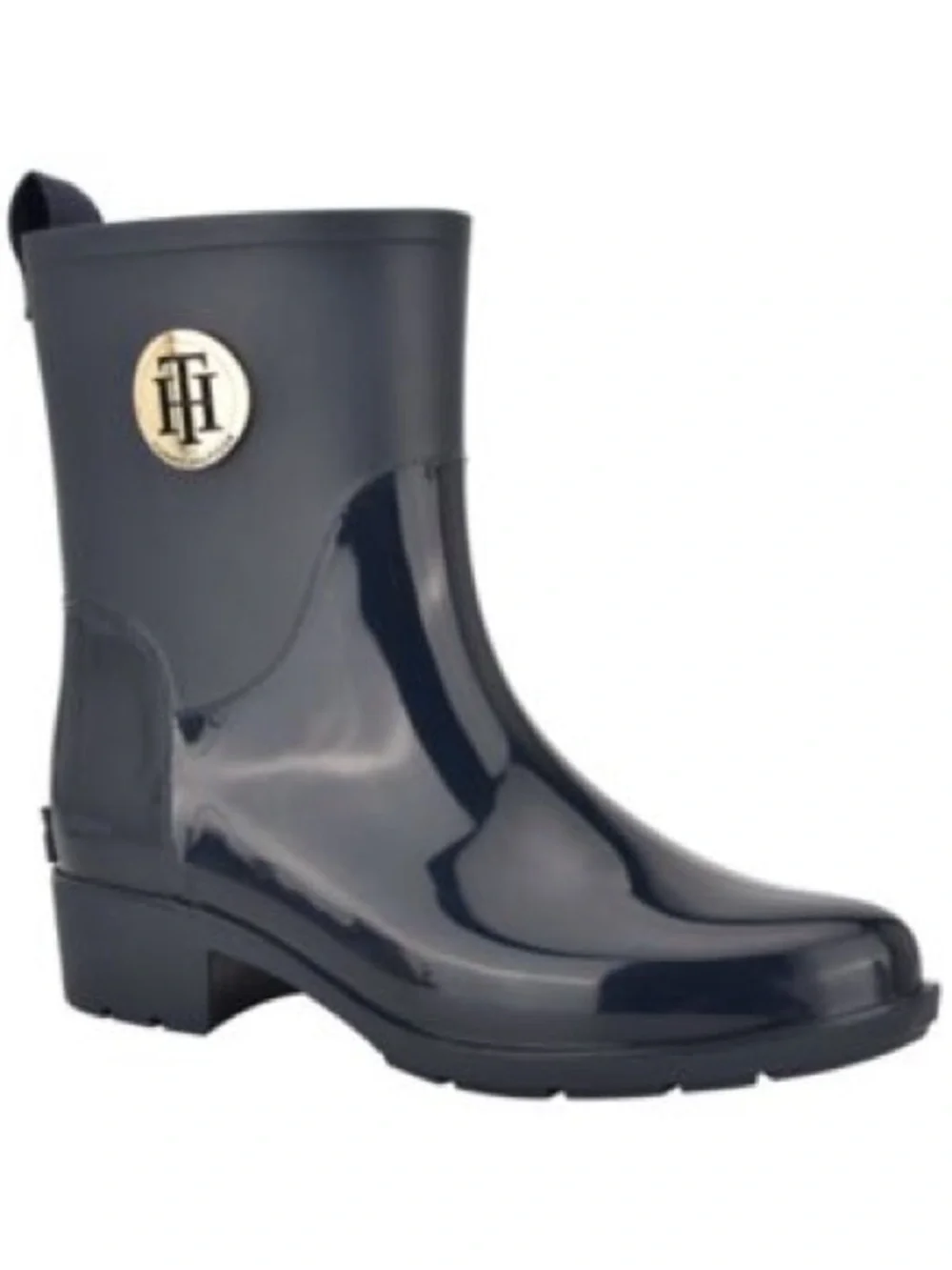 Tommy Hilfiger Black Short Rain Boots with Red Interior